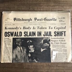 VINTAGE Sealed Historical Newspaper Oswald Slain Kennedy Funeral
